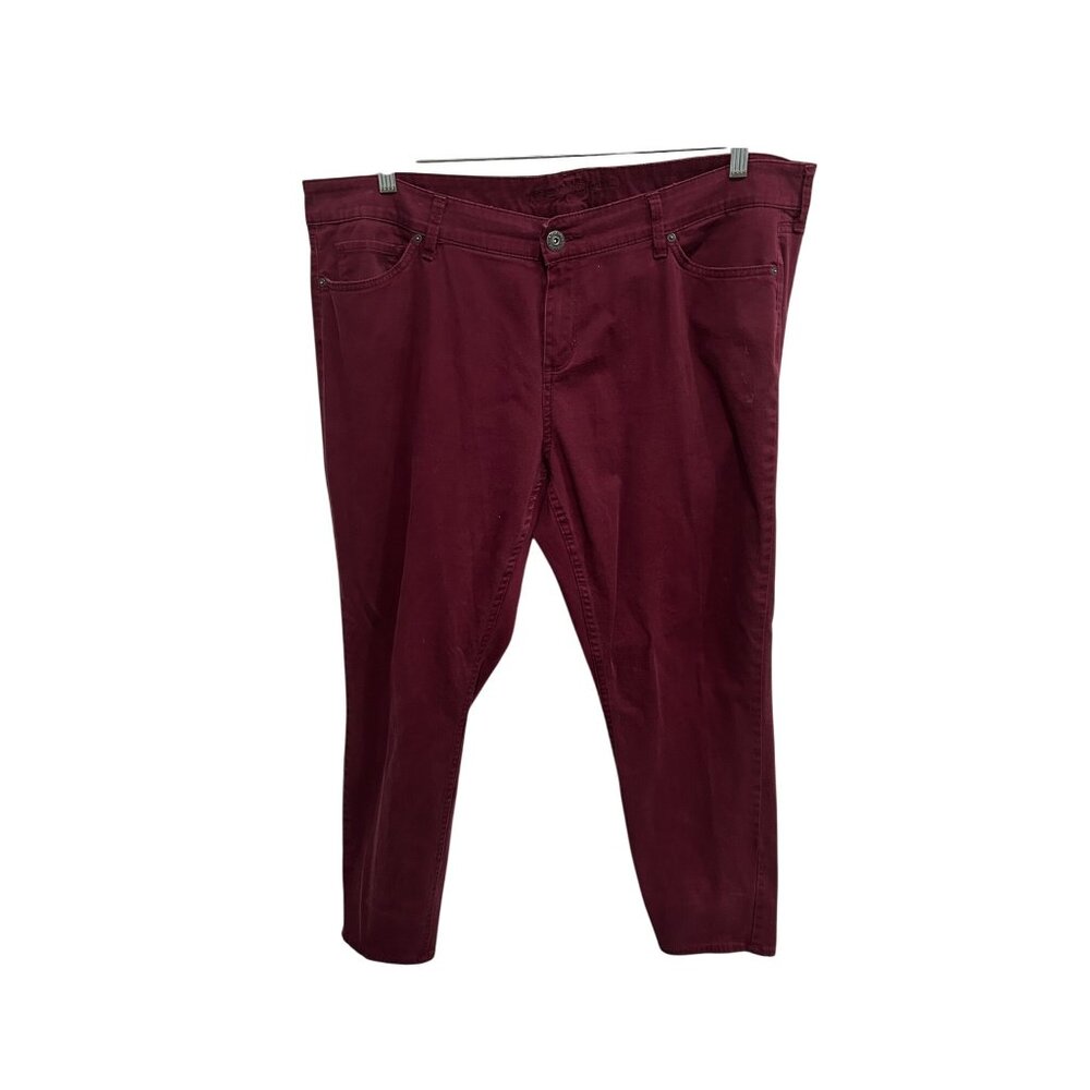 Arizona Jean Co. Jrs. Plus Sateen Skinny Jeans Wine Red Sz 18 Classic 5 Pockets
